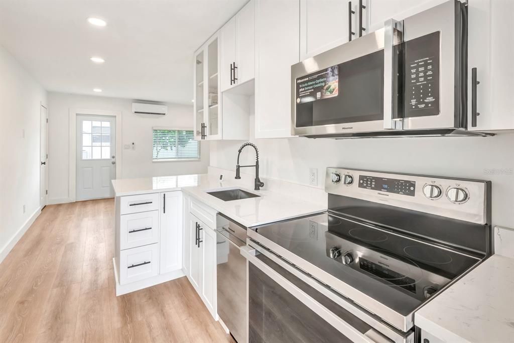 kitchen looking into living area