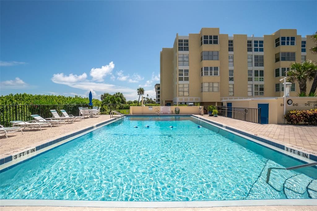 Sparkling heated community pool.