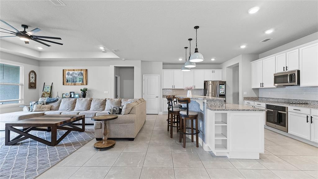 Spacious Kitchen flowing into the Greatroom