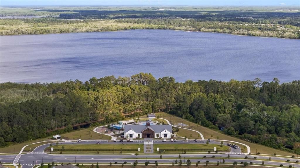 club house with buck lake