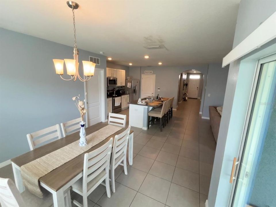 open dining and kitchen area