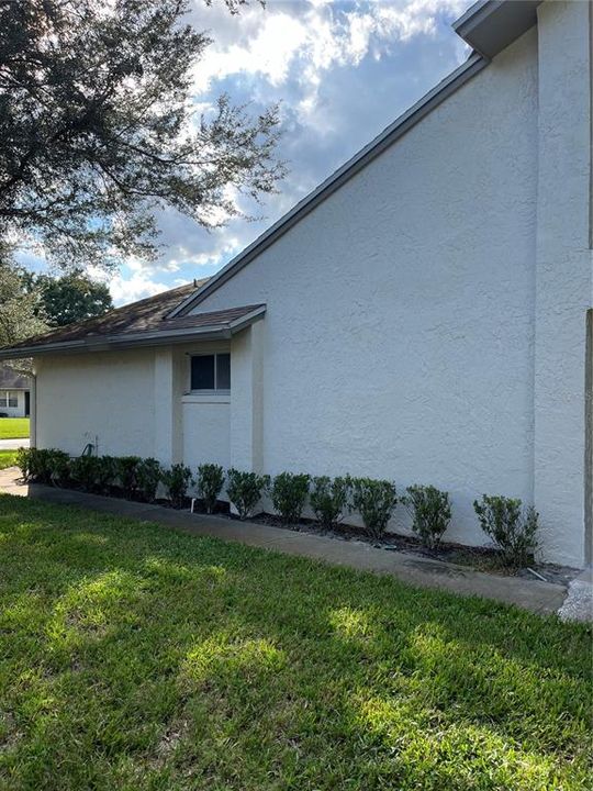 Sidewalk from driveway along side of property to front door.