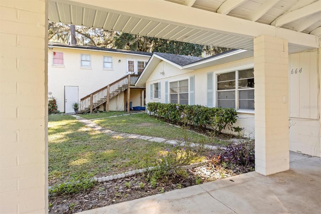 View of studio from carport