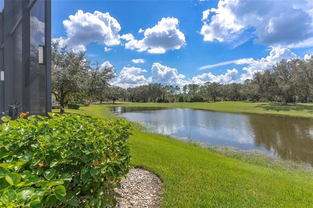 Backyard with Pond and Golf Course Views