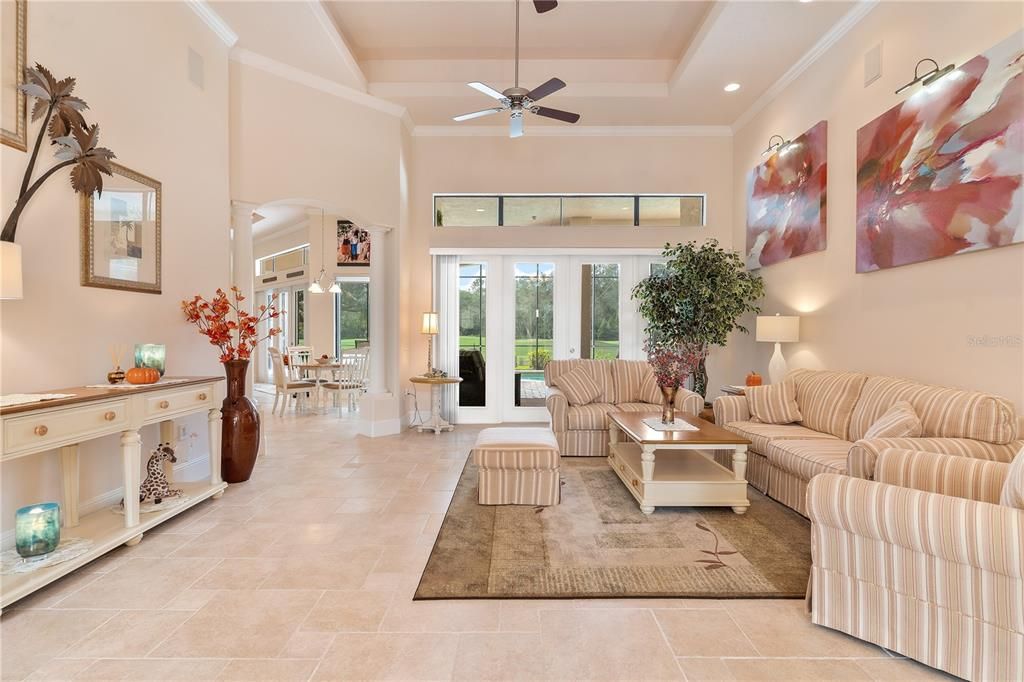 Family Room with French Doors leading to Lanai Area