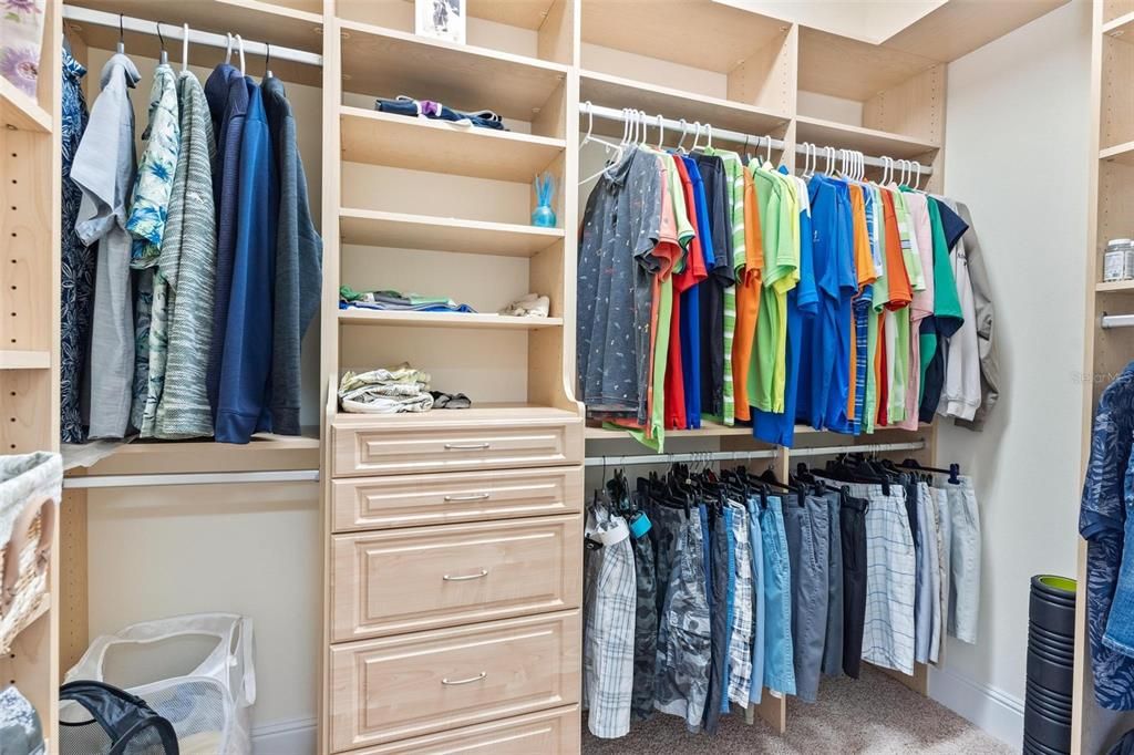 Primary Bedroom Walk-in Closet with Built-in Custom Shelving