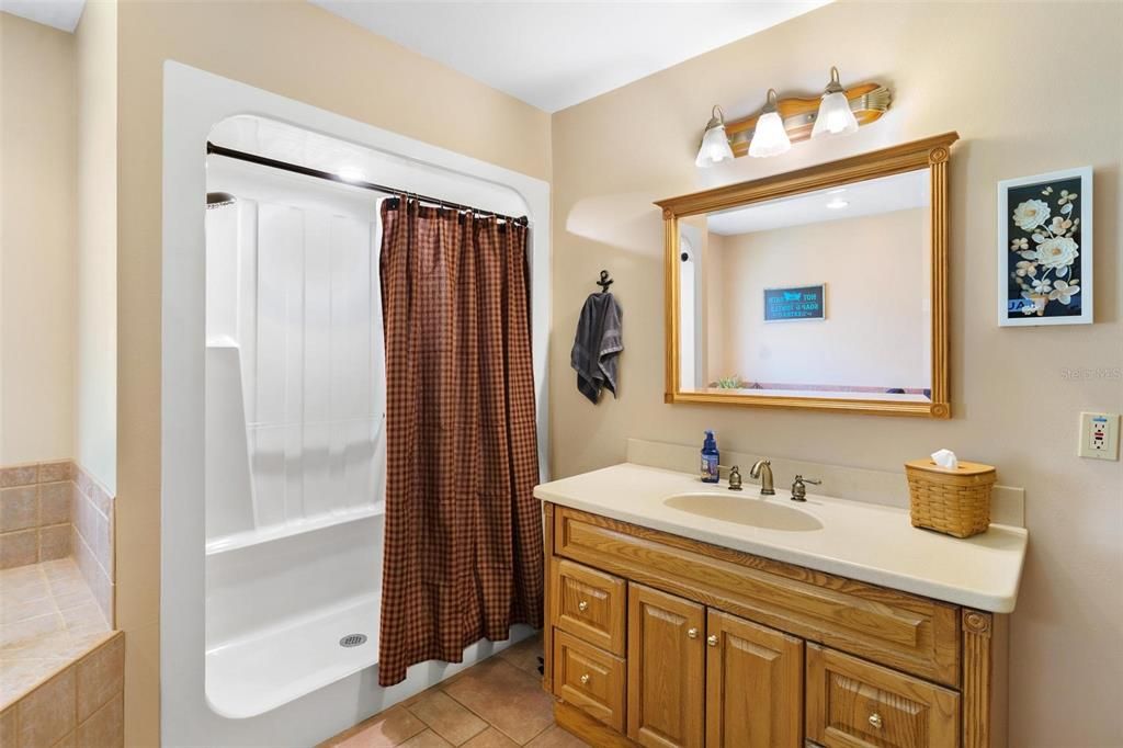 Primary Bathroom with Walk-in Shower and Single Vanity