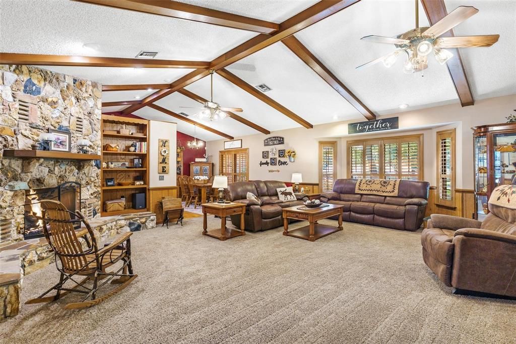 Living Area with Stone Fireplace