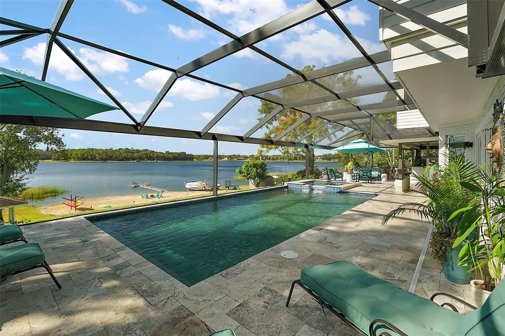 The outdoor bar features beautiful granite counters.