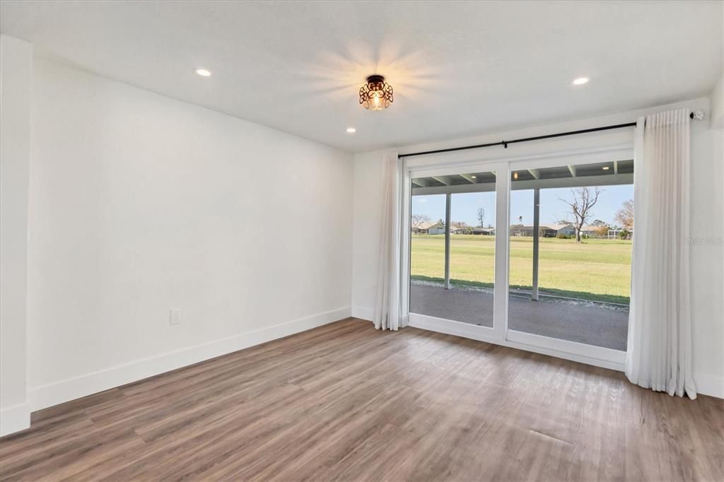 Sliding doors lead to the back porch...