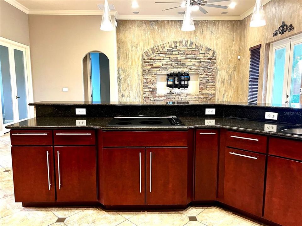 Kitchen overlooking Living Room