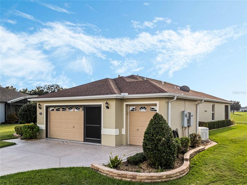 Two car garage, plus Golf cart garage