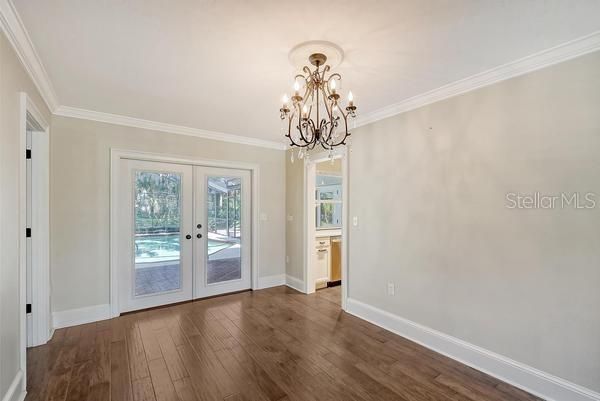 Dining Room with French doors and kitchen entrance