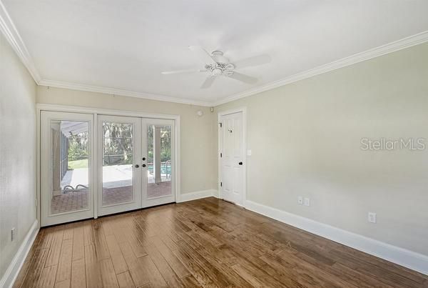 French doors in master bedroom offer great light and views.