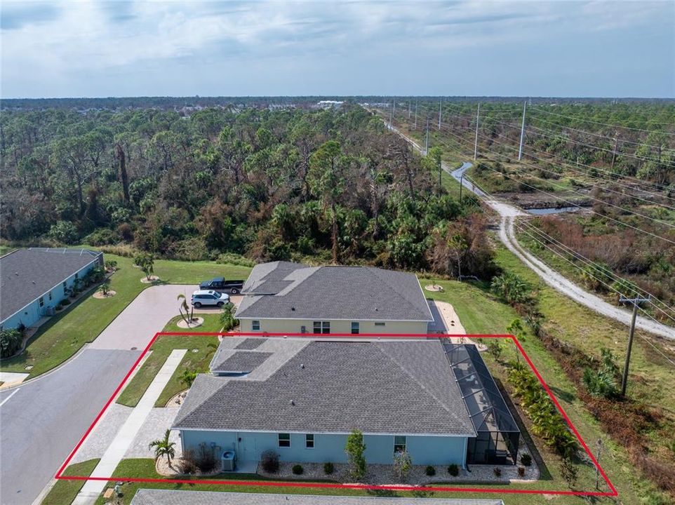 Aerial view #2.  This home is located on a cul-de-sac