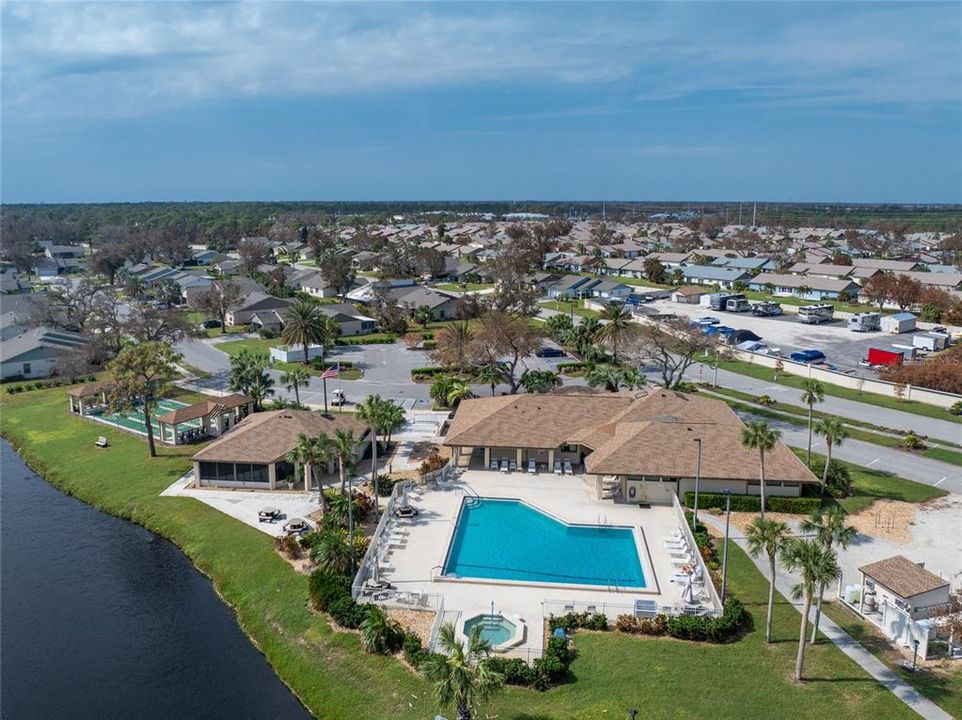 Aerial of the pool located near the waterfront