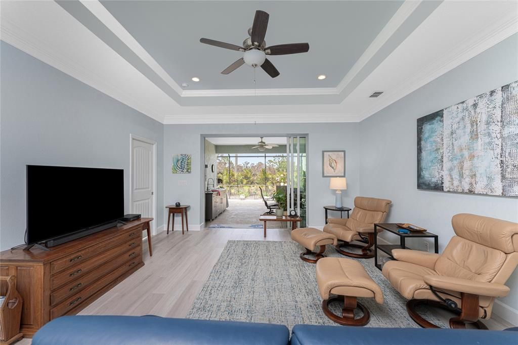 Comfy Living Area has pocket sliding doors to the Lanai