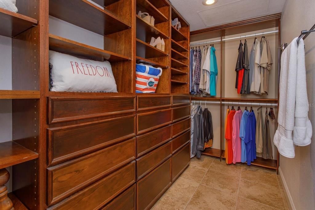 Custom walk in closet in primary suite