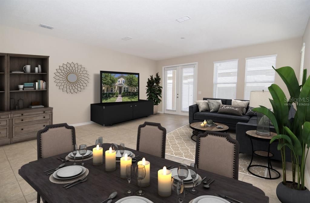 Virtually staged dining/great room