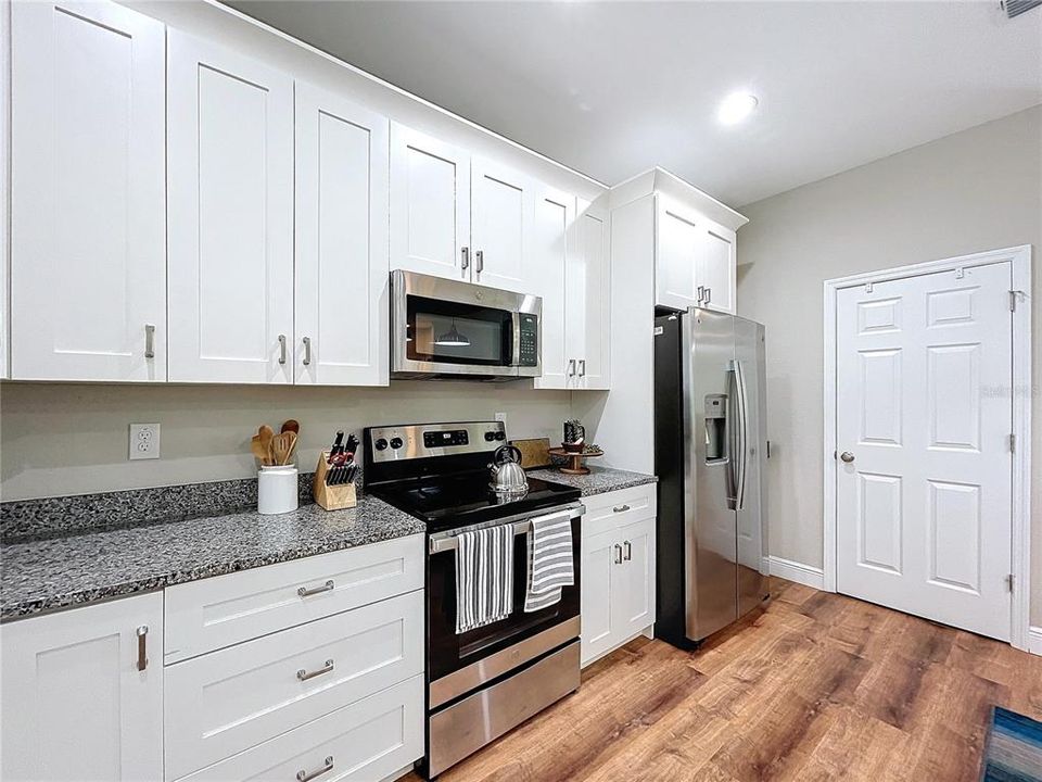 Pantry closet and plenty of cabinet space.