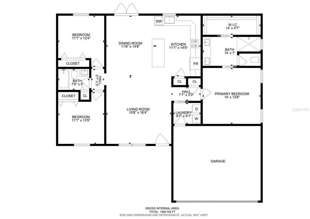 Split floor plan.