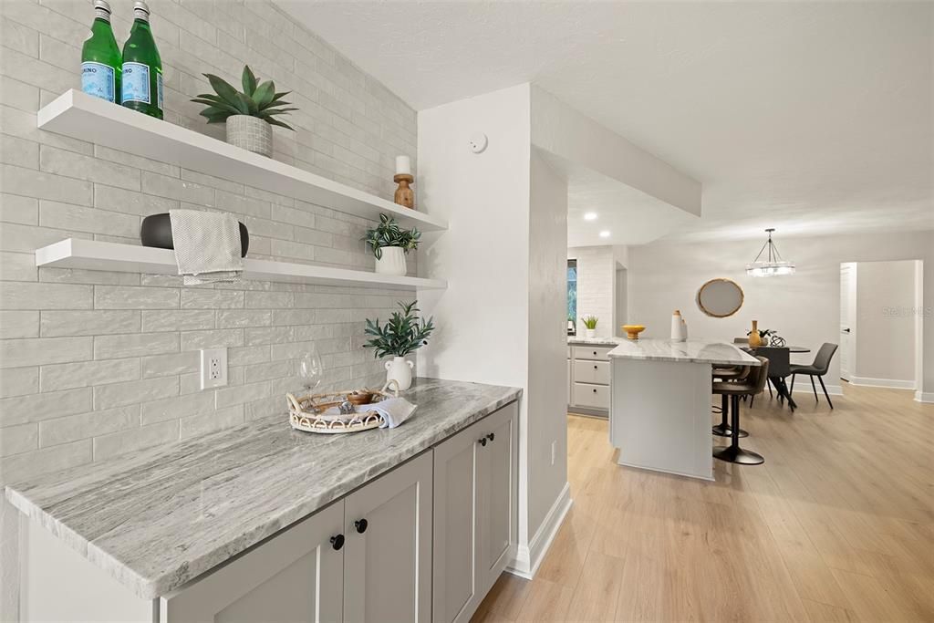 Custom beverage station with additional cabinet storage