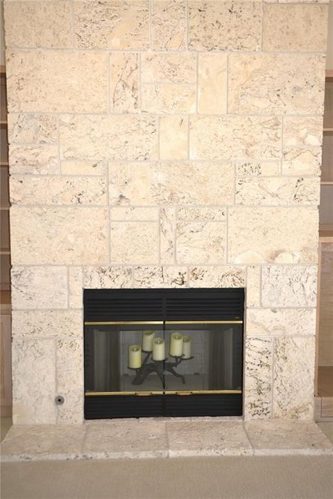 Coquina stone fireplace