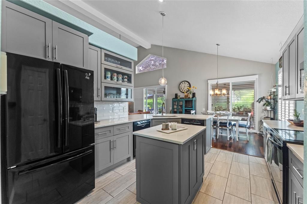 View of the kitchen looking toward the rear of the home.