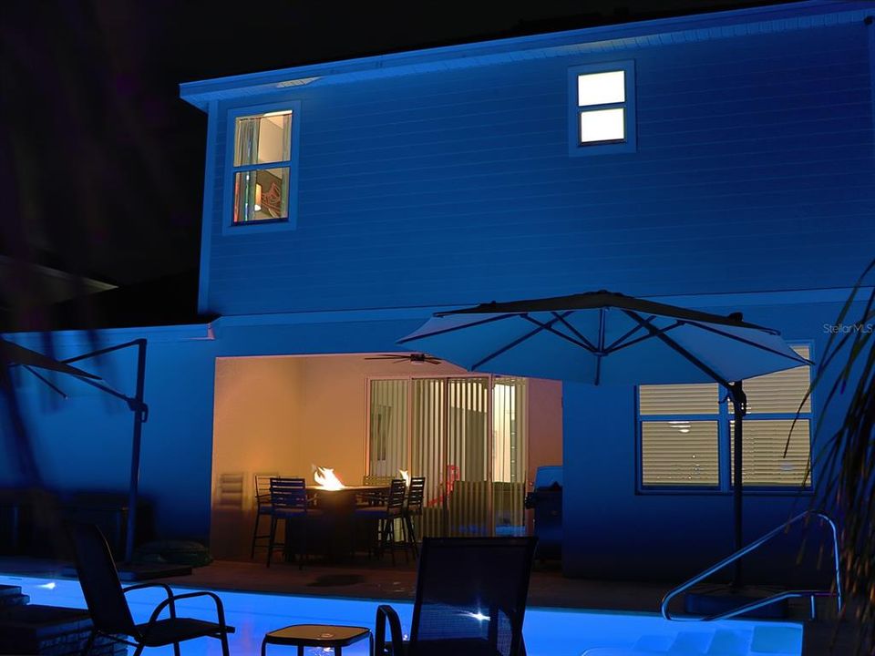 Rear of property, night lighting