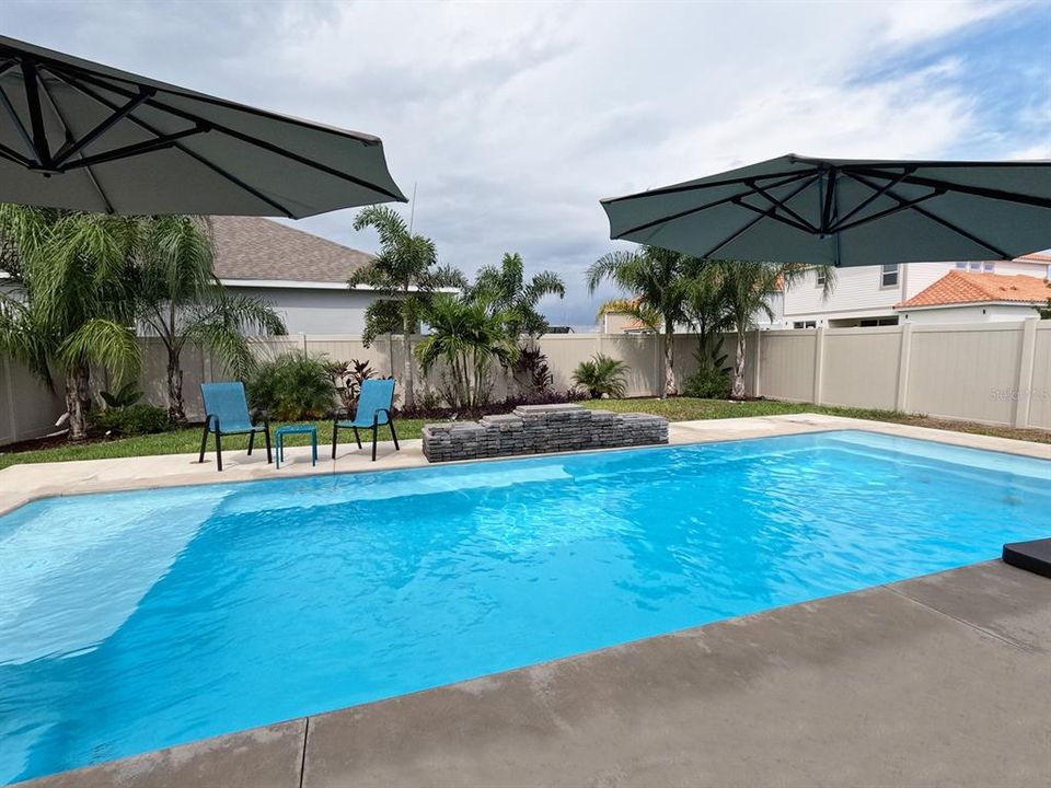 Heated pool with fenced in yard for privacy