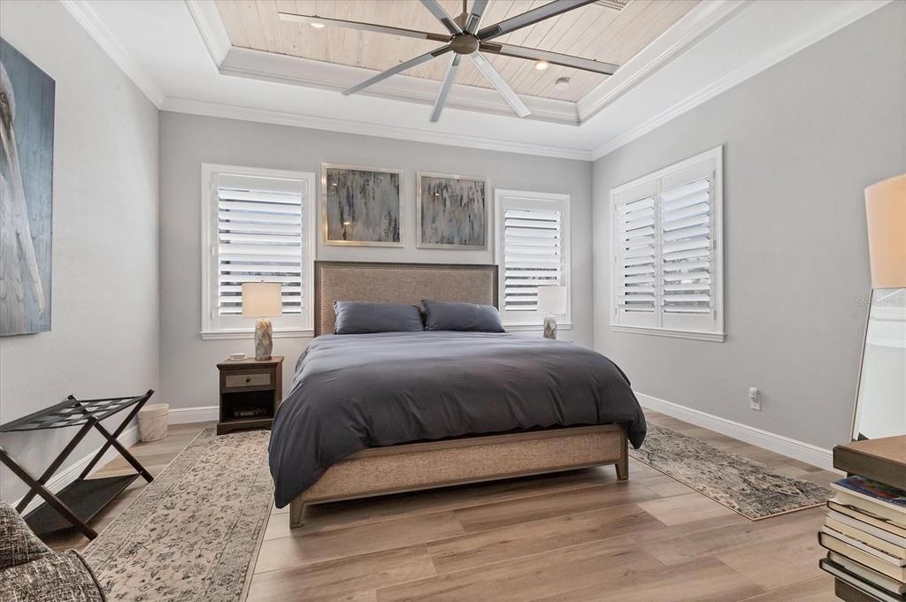 Master Bedroom with detailed tray ceiling!