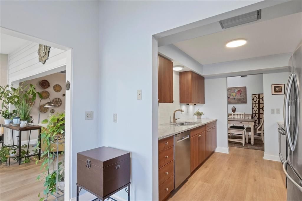 View of kitchen from dinette area