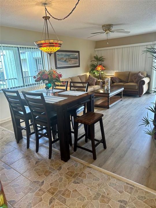 Great Room living/dining combo with new flooring