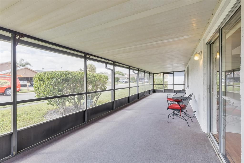 This huge screened in porch is a great space for parties and fun gatherings.