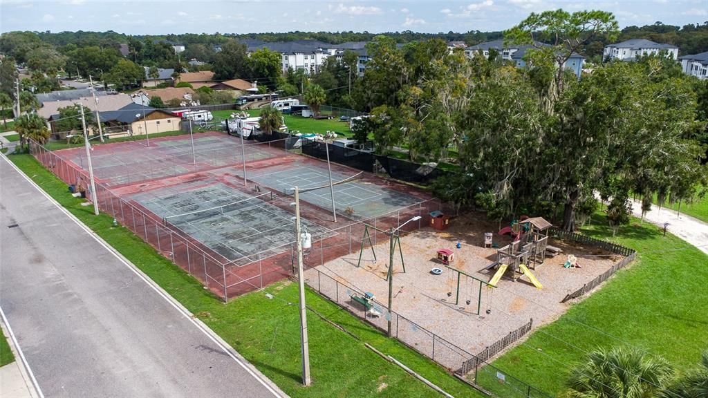 Tennis courts and playground