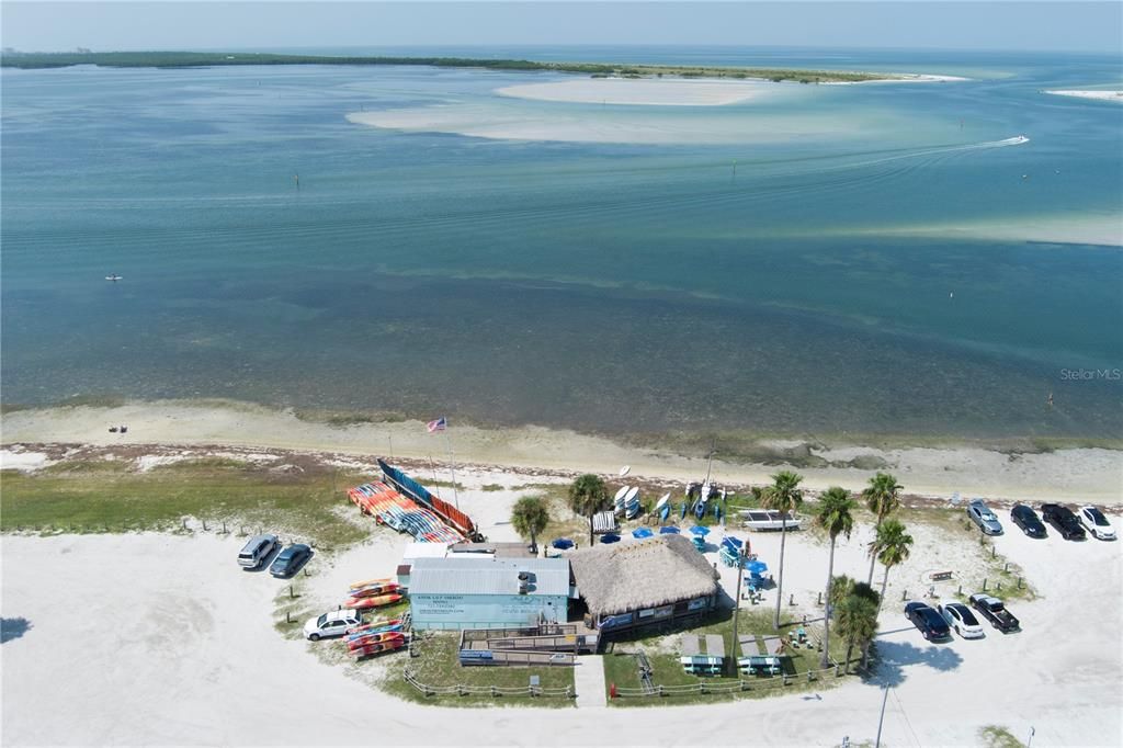 The popular High & Dry Grill located on the Dunedin Causeway. Great beach food and drinks. They also rent paddle boards, sailboats, and kayaks.