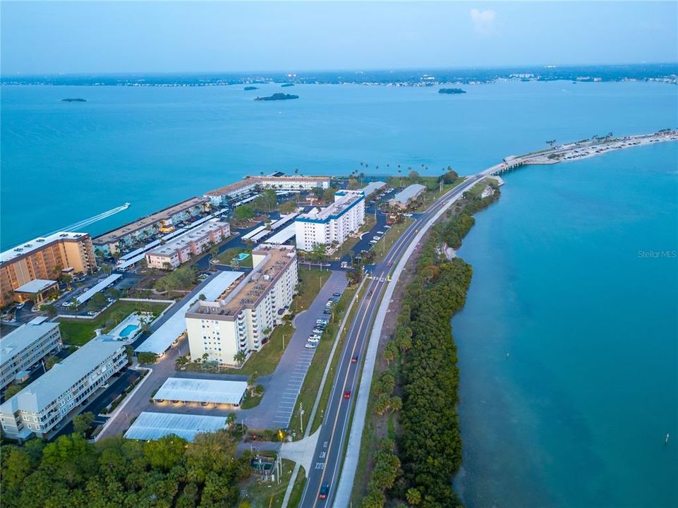 Looking east along the Dunedin causeway.