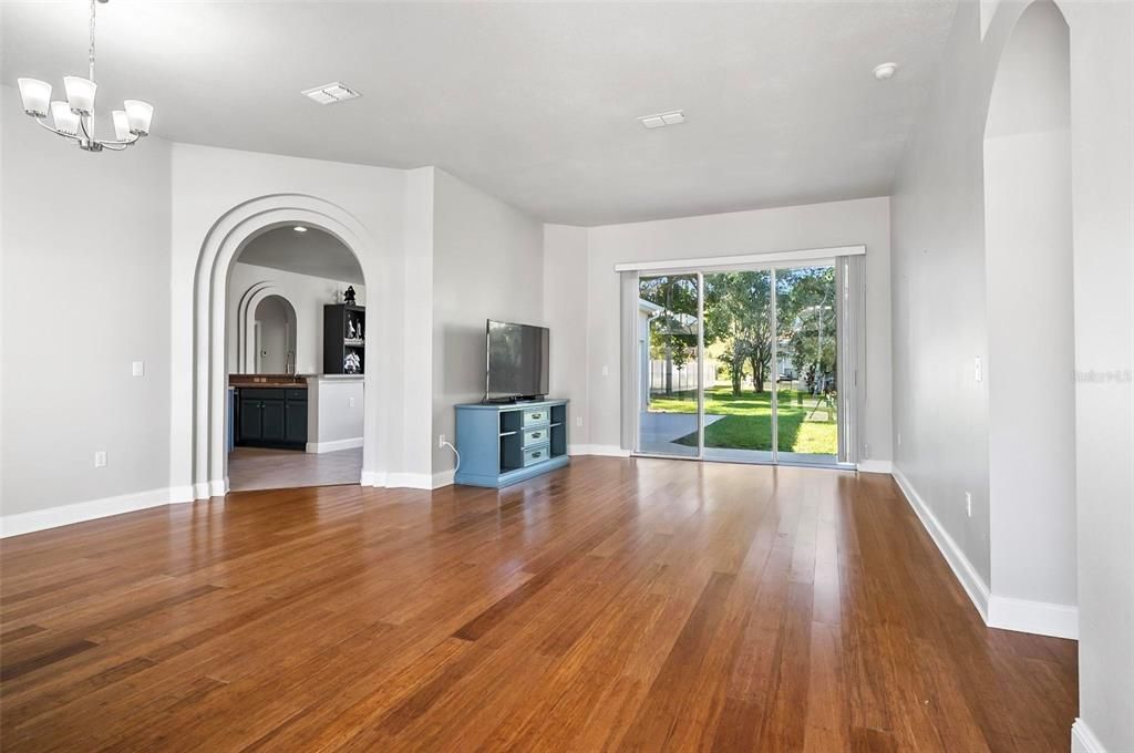 View of living room from the foyer