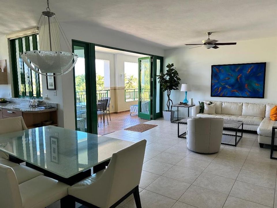 Open concept great room.  Open all the folding doors and enjoy the ocean breeze.