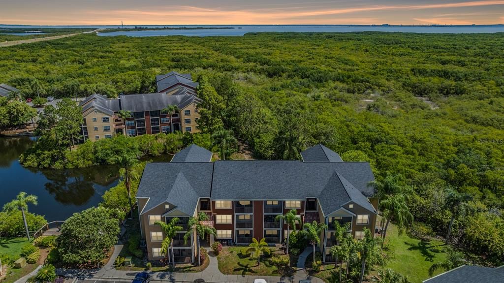 Aerial view of condos