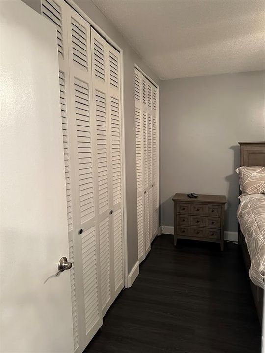 Storage area double closet in the master bedroom.