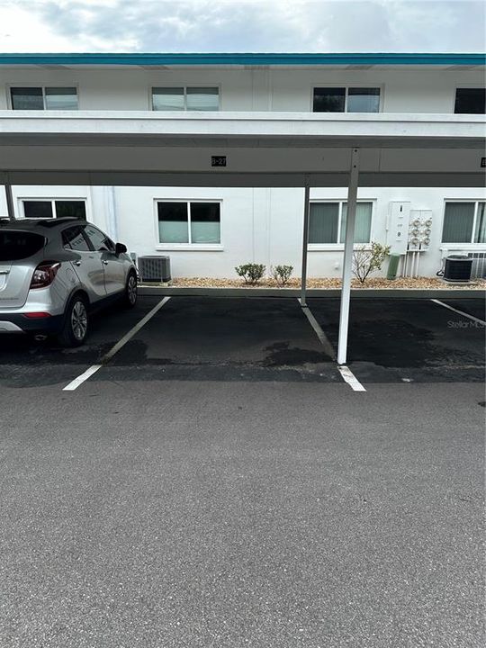 Covered parking spot.