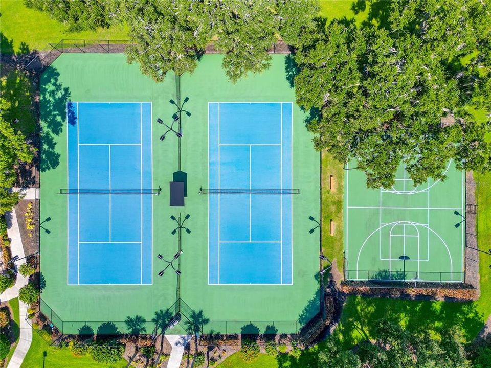 Tennis courts & basket ball court.