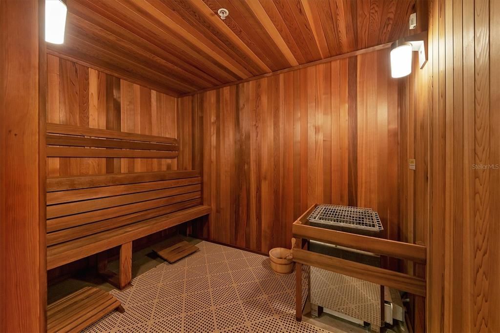 Sauna located in both locker rooms.