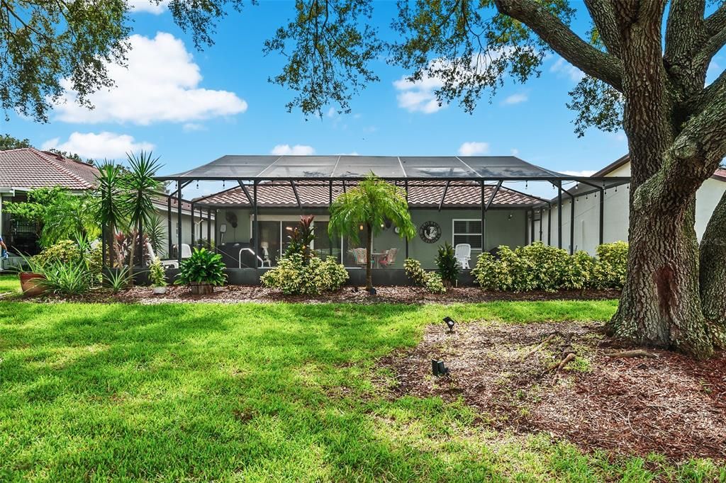 REAR VIEW OF HOUSE, POOL AREA AND BACKYARD