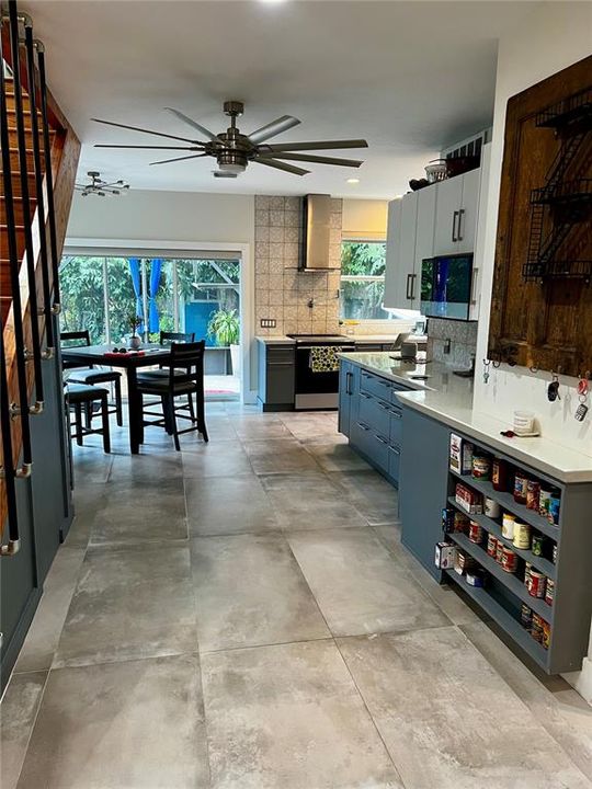 View into the kitchen from the living room