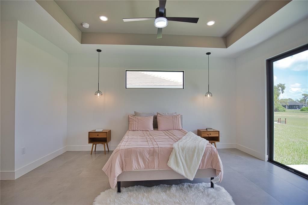 Master Suite with pendant lights