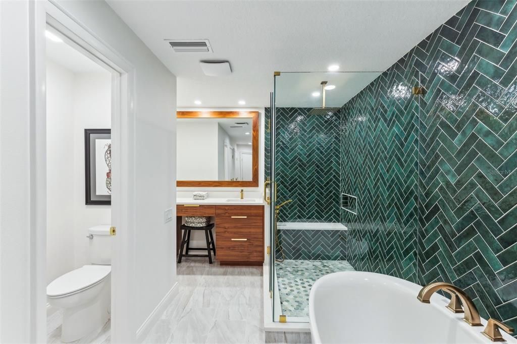 Master Bath with garden tub and rainforest shower