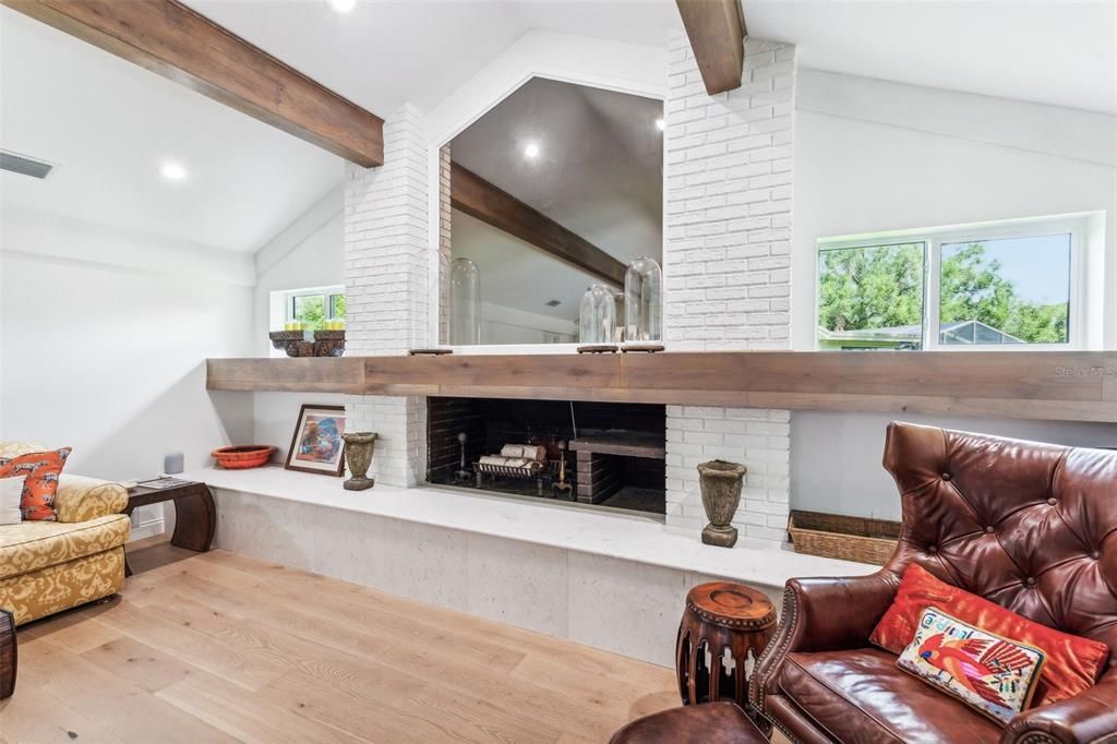 Vaulted Ceilings with wood-burning fireplace