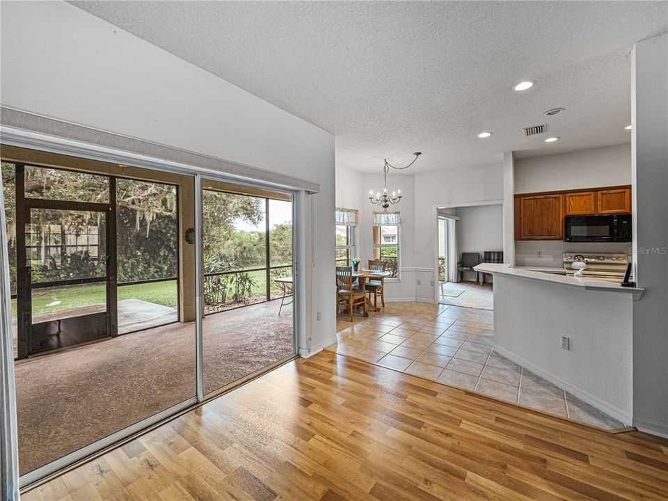 Living room, breakfast bar and dinette